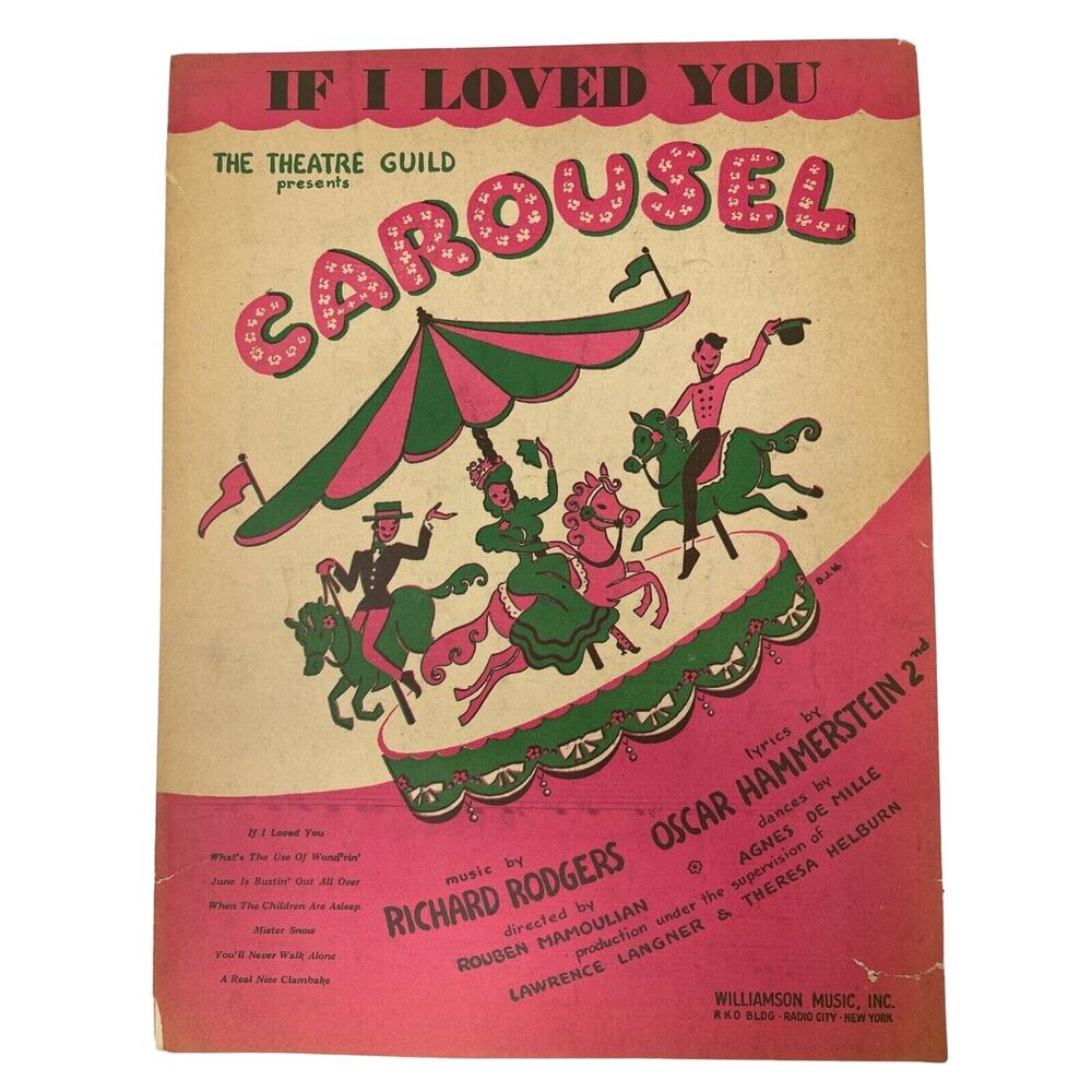 If I Loved You‎ Sheet Music 1945 From Carousel Rodgers and Hammerstein